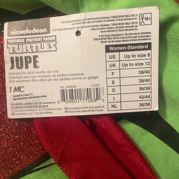 NEW Raphael Skirt Teenage Mutant Ninja Turtles TMNT Size S/M Up to Size 8 - Picture 8 of 10